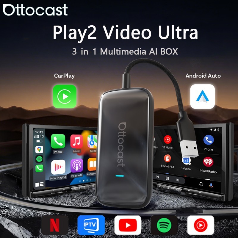 Adattatore Play2videoPro Aibox Wireless CarPlay/Android Auto 3in1 Con Netflix