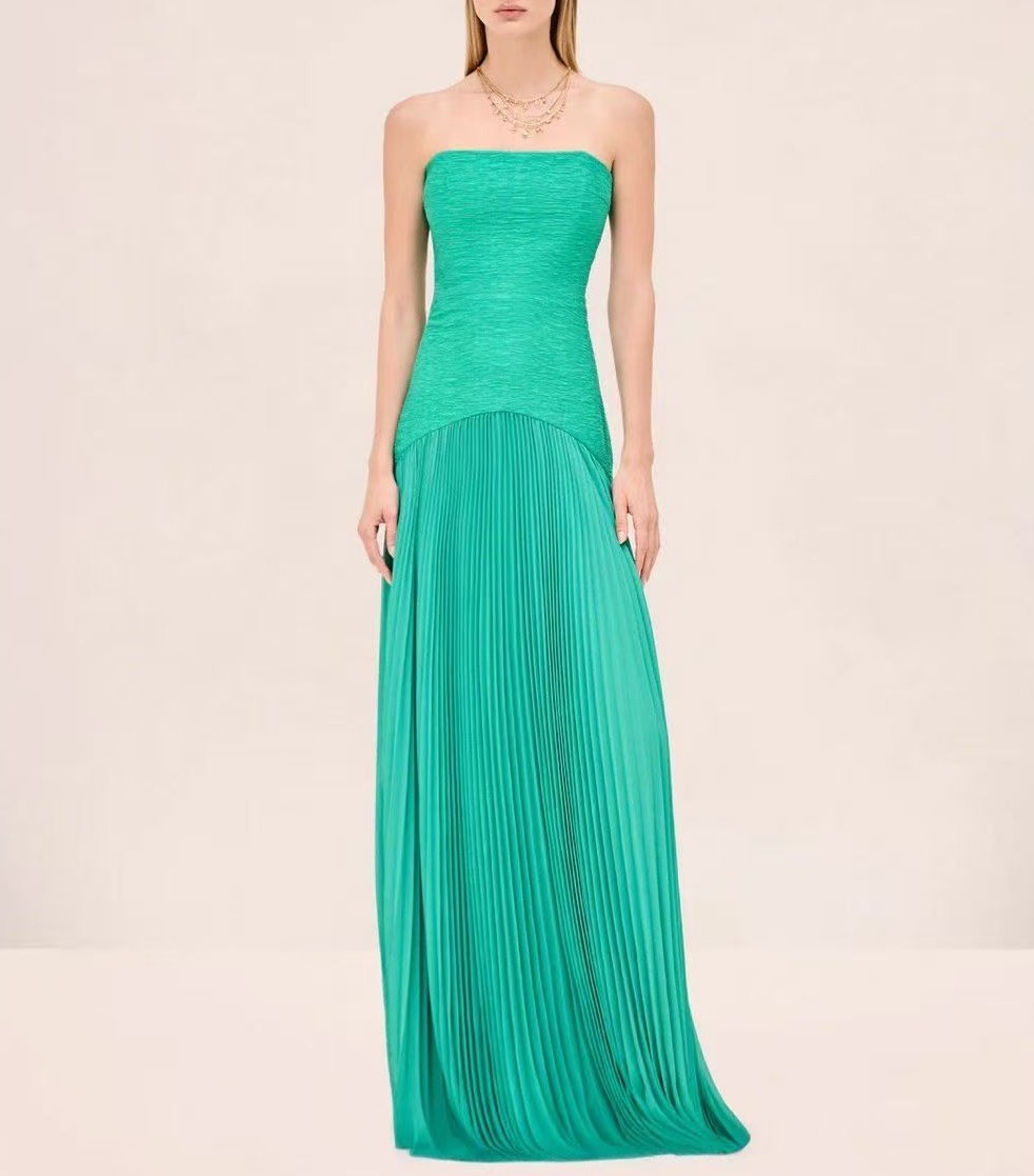 Women ALEXIS Embellished Pleated Fit & Flare Strapless Maxi Dress