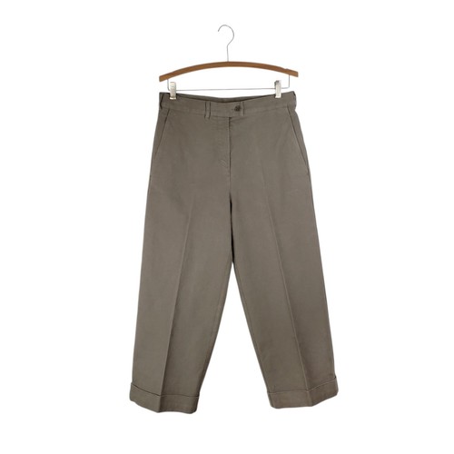 Aspesi, Aspesi Straight Leg Cuffed Trouser Pants Cropped Gray Heavy Cotton Womens 42