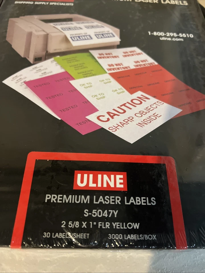 ULINE Premium Laser Labels S-5047Y (2 Boxes) Fluorescent Yellow - Image 2 of 2