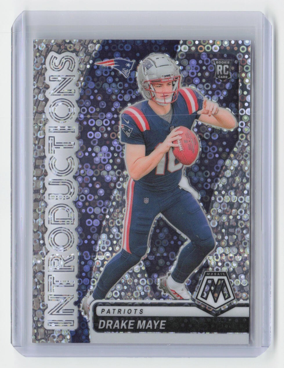 Drake Maye 2024 Panini Mosaic Introductions No Huddle Silver #1