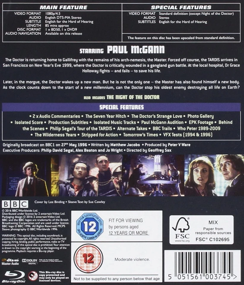 Doctor Who - The Movie (Blu-ray) Paul McGann Eric Roberts Sylvester McCoy - Image 2 of 3
