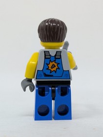 Lego Power Miner Minifigure - Orange Scar, Blue Overalls, Hair - pm017, 8962
