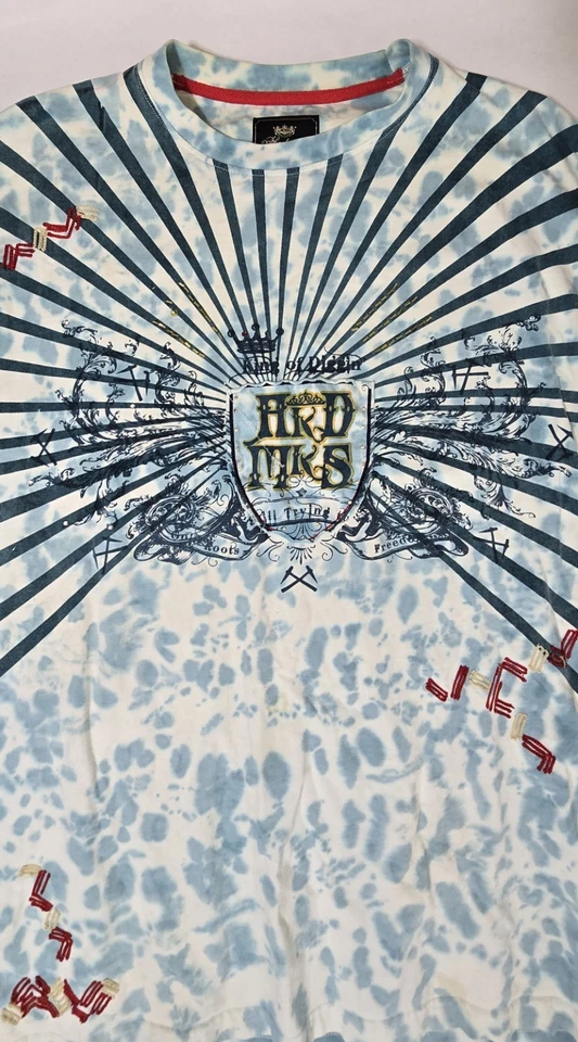 Akademiks Azul Blanqueador Reverso Tie-Dye Cosido Bordado De Colección Largo... Foto 4 de 4