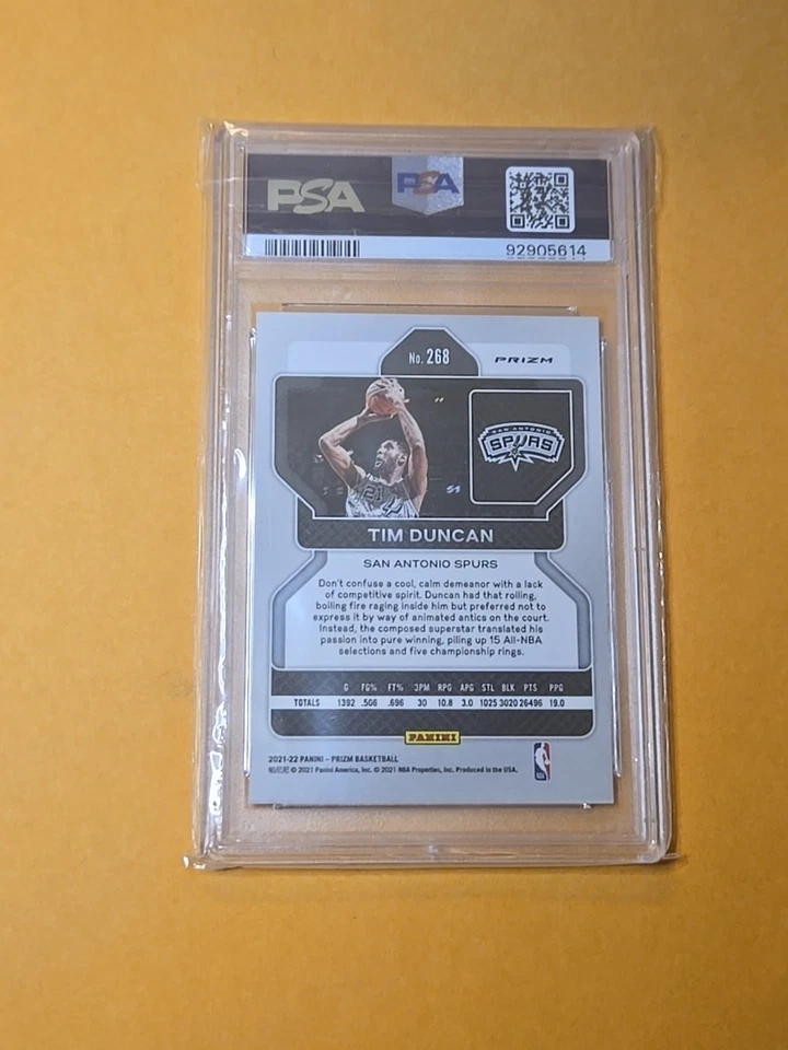 Panini Prizm #268 2021 Tim Duncan Ruby Wave PSA 10 Foto 2 de 2