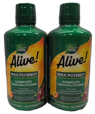 (2) Nature's Way Alive! Max Potency Liquid Multivitamin 30.4 Fl Oz. Citrus 11/26