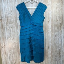 Adrianna Papell Teal Green Bandage Dress Women's Size 6 Special Occasion Layered
