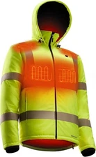 Heated Hi-Vis Safety Jacket, Waterproof, Class 3, Size Large, Yellow
