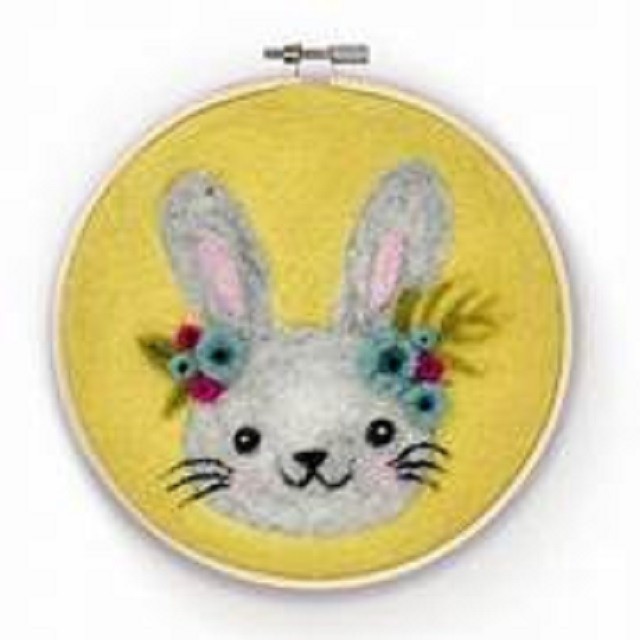 The Crafty Kit Company 'Floral Bunny In A Hoop' Needle Felting Kit