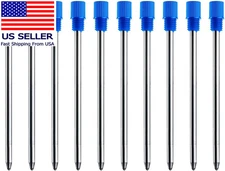 Blue Ink Refills (10 Pcs), Replaceable Pen Refills, 2.75 Inch (70 Mm) Ballpoint 