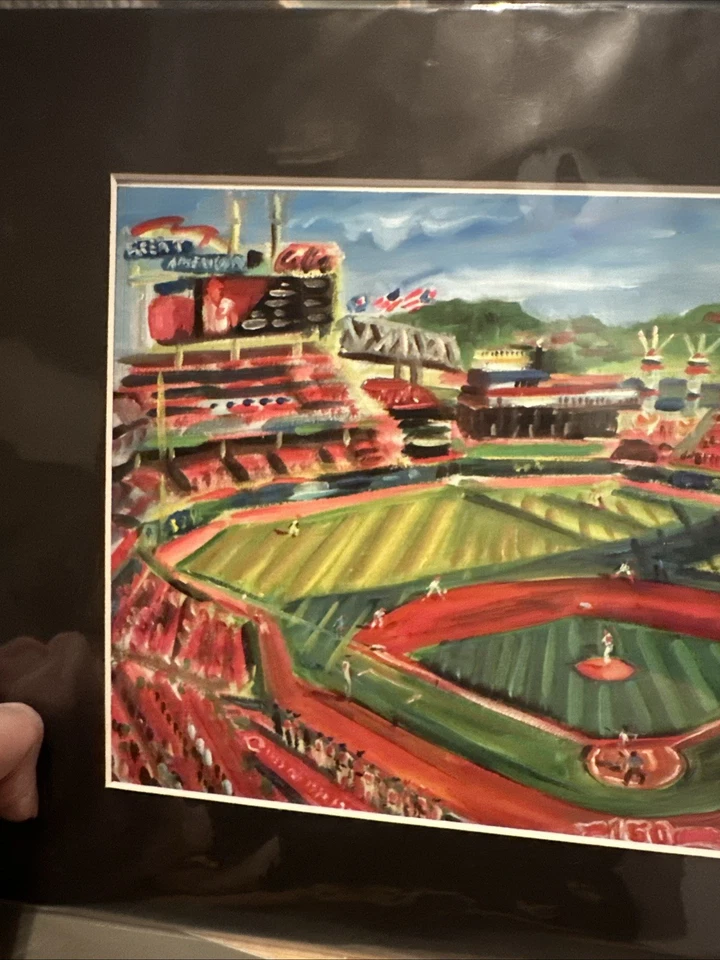 Cincinnati Reds Great American Ball Park Lithograph 14x11 With Mat - Image 3 of 4