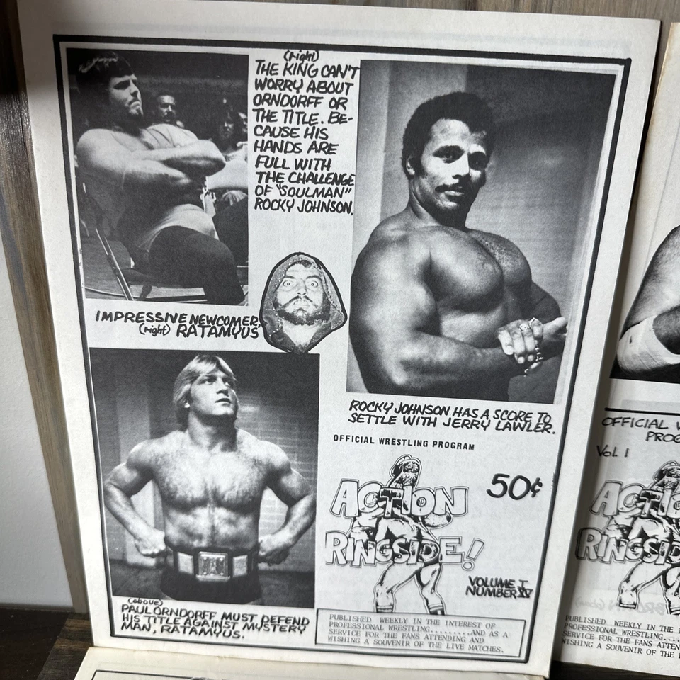 Лот из 4 программ рестлинга Action Ringside Memphis 1977 том 1 #15-17 19 - Изображение 4 из 4