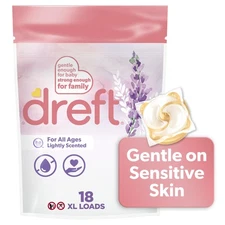 Dreft Baby Laundry Detergent XL Pacs, Sensitive Skin, Hypoallergenic, Lightly