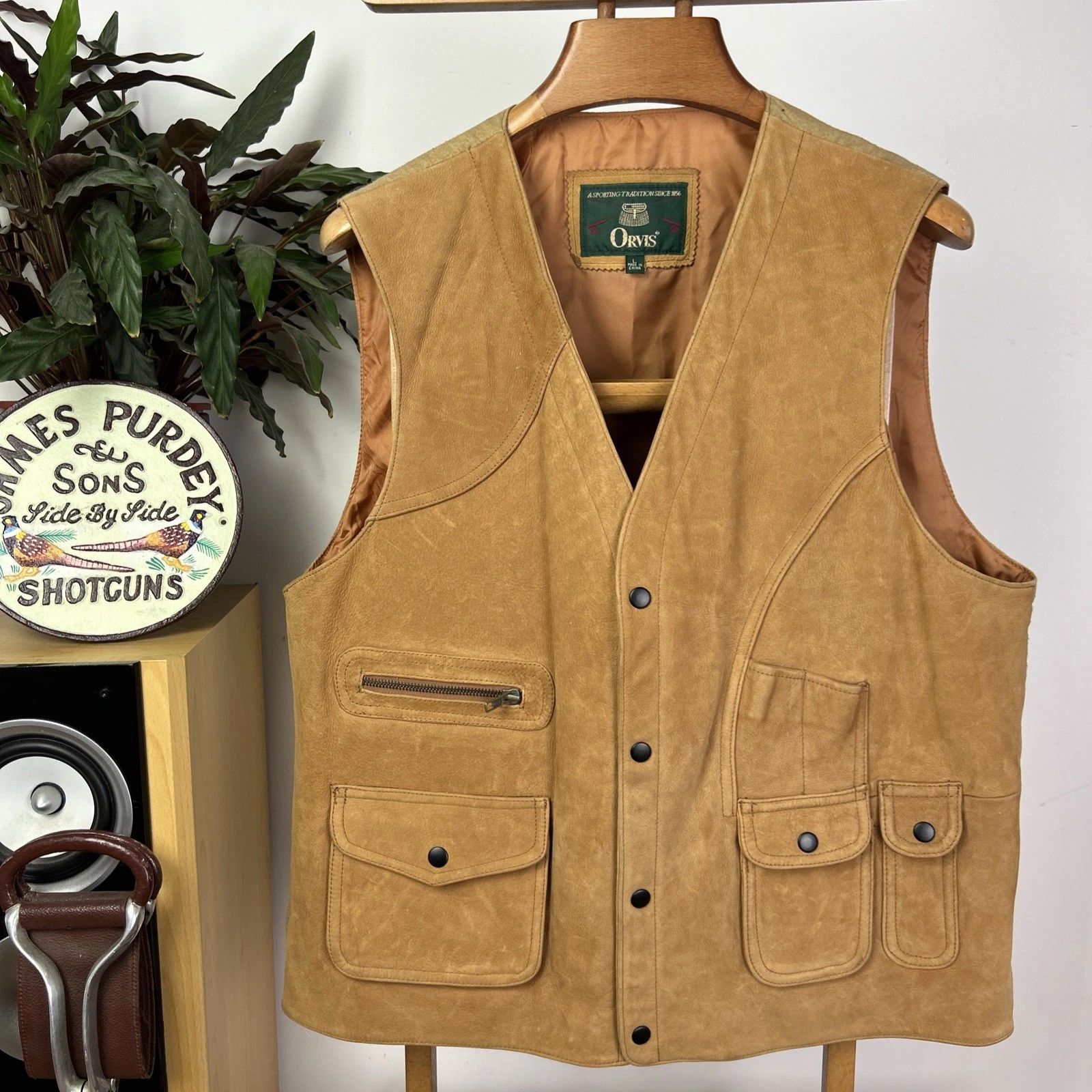 ORVIS (L) Men’s Leather Gilet Body-Warmer Waistcoat Brown Shooting Hunting
Opens in a new window or 