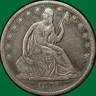 1861-O Seated Liberty Half Dollar Hihg Very Fine VF+/XF Coin, Old Cleaning 38098