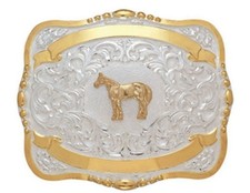 Crumrine Western Belt Buckle Kids Show Horse Bead 4 x 5 Gold 38446