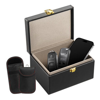 Faraday Box Signal Blocking Holder for 5~8 Car Keys with 2 Key Bags Black