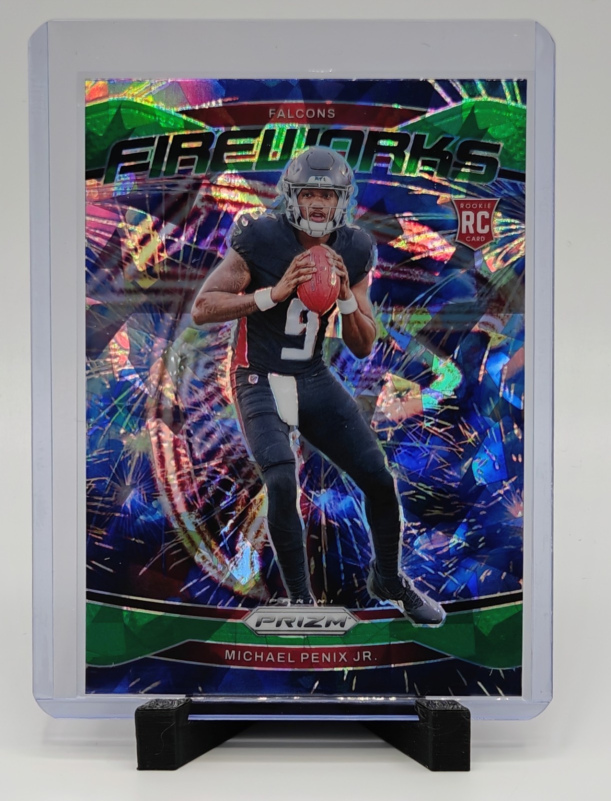 2024 Panini Prizm Michael Penix Jr. #16 Fireworks Green Ice Prizm RC Falcons