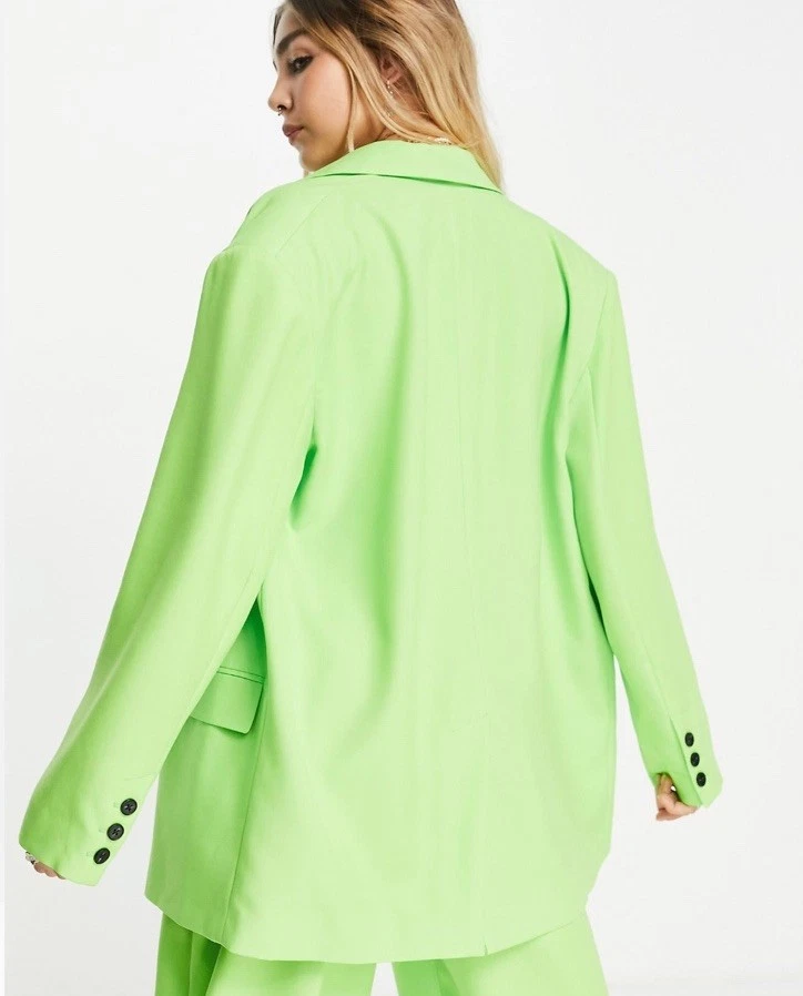 Nuevo conjunto blazer traje de negocios de gran tamaño verde neón europeo Topshop sin etiquetas Foto 4 de 4