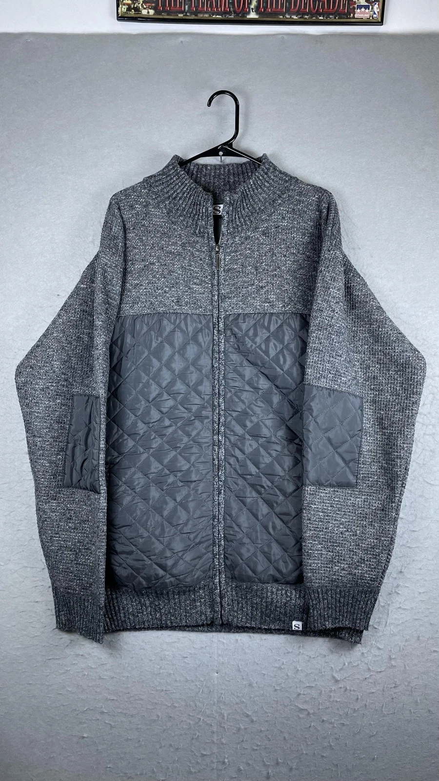 Silversilk Jacket Mens 3XL Gray Knit Quilted Full Zip Padded Lined Warm Outdoor