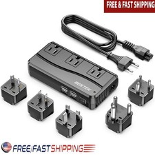 Travel Voltage Converter 110V 3 AC Outlets 4 USB Ports 160 Countries Adapter
