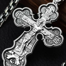 Eastern Orthodox Men Baptism Body Cross Silver 925 Authentic Christian Jewelry