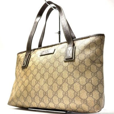 Authentic Gucci GG Supreme Tote Bag Beige 20cm x 35cm x 8cm Shoulder Bag Authent