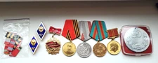 Set of 8 USSR Soviet russian medals and badges (Major Rudenko) Description