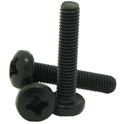 POZI PAN HEAD MACHINE SCREWS ZINC PLATED BLACK POSI BOLTS M3 M4 M5 M6 DIN  7985 UK