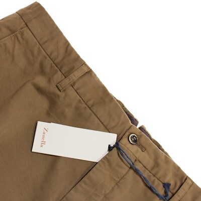 Zanella NWT Chinos / Casual Pants Size 36 US Noah In Solid Brown Cotton Blend