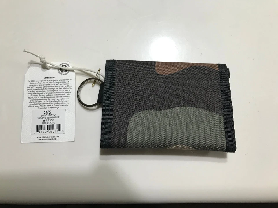 CARTERA TRIPLE PLIEGUE DE LONA OBEY QUALITY DISENT (WOODLAND CAMO) ¡TOTALMENTE NUEVA con ETIQUETA!! Foto 2 de 3