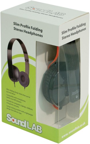 SoundLab Slim Foldable Stereo Headset Over-Ear Headphones for Phones, PC, Travel - Picture 2 of 12