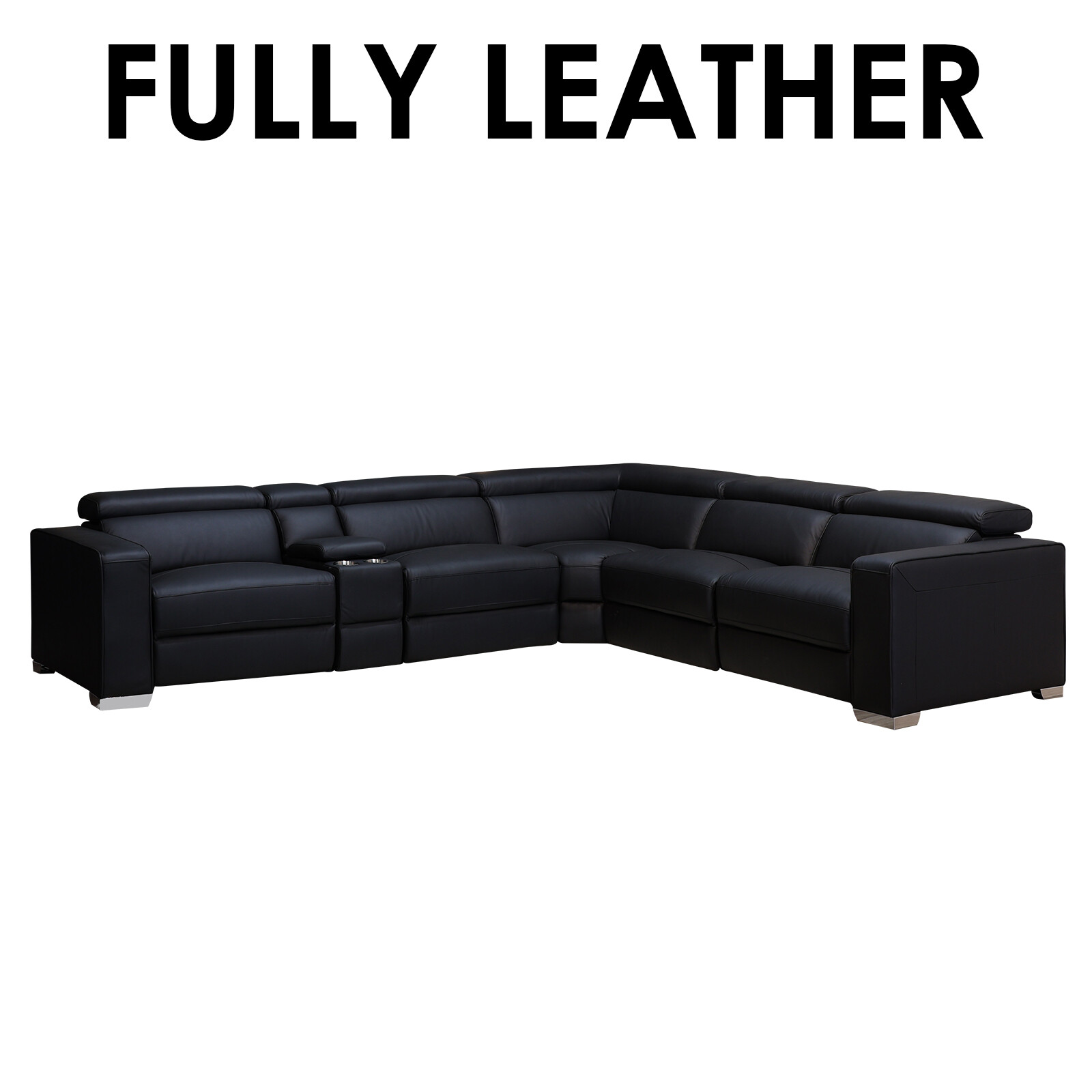 LShaped Corner Modular Sofa Fully Leather Couch Electric Recliners