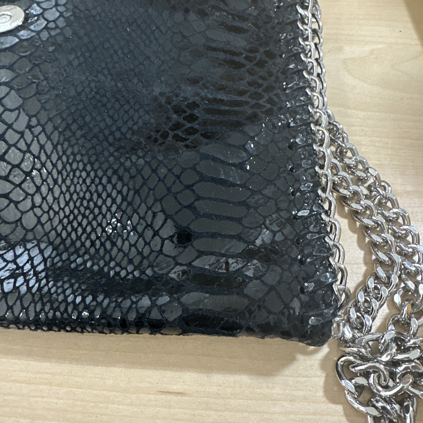 MICHAEL KORS CHELSEA BLACK PYTHON EMBOSSED CLUTCH… - image 8