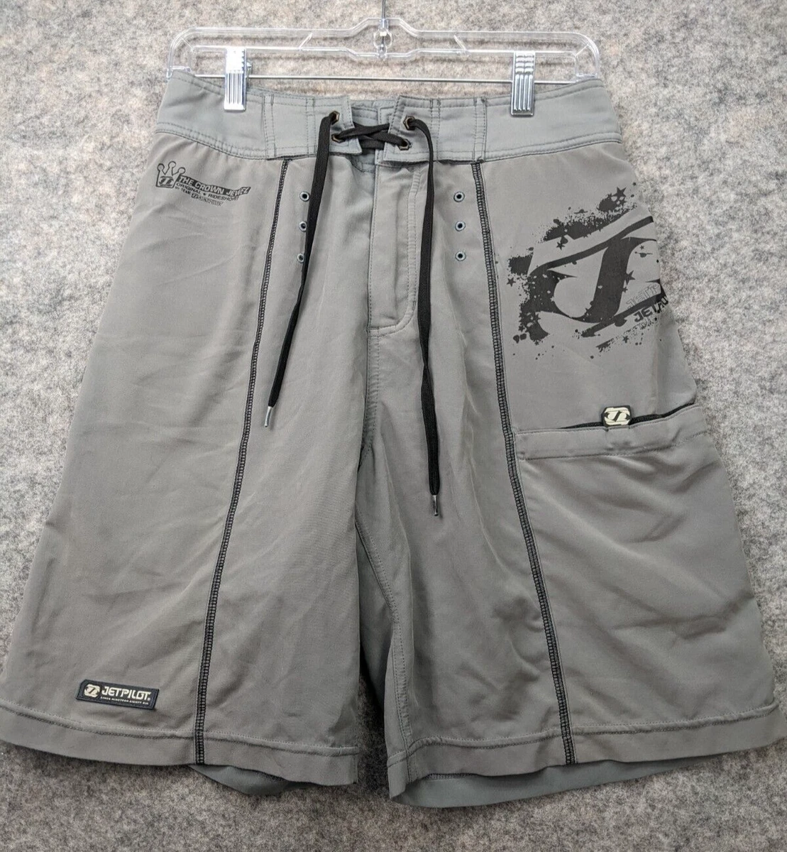 Jet Pilot Board Shorts Mens 28 Gray Neoprene Lined The Crown