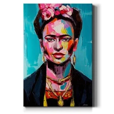 WEXFORD HOME Frida Kahlo Portrait Wall Art, Brightly Colored Spanish Artwork,...
