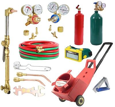 Portable brazing torch kit with Gauge Oxygen Acetylene
