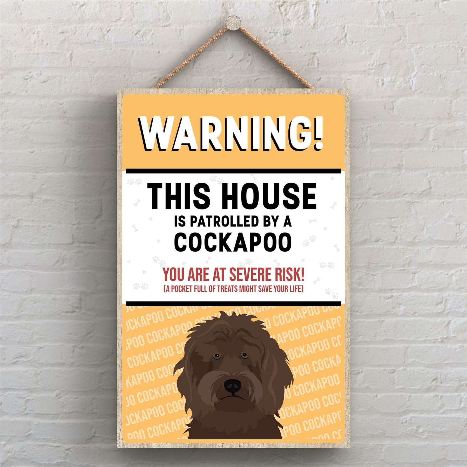 COCKAPOO BROWN WORKS OF K PEARSON DOG BREED ILLUSTRATION WOODEN HANGING PLAQUE