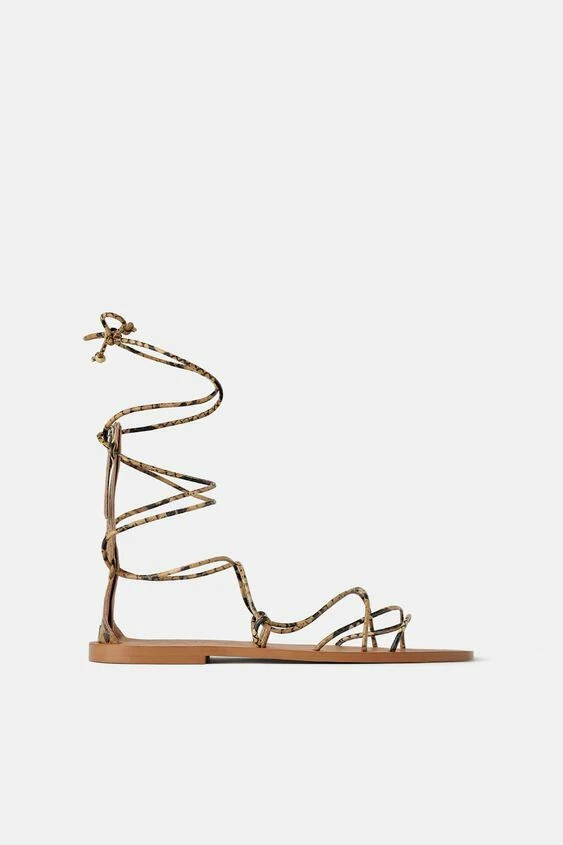 Sandali ZARA 29 99 pelle di serpente animale cinturino stile gladiatore UK 4 EU