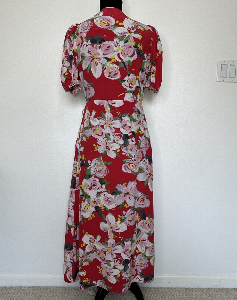 Anthropologie x Alice Archer Rosalia Wrap Dress Womens Size 8 Red