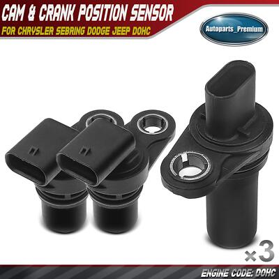 2x Camshaft & 1x Crankshaft Position Sensor for Chrysler Sebring Dodge Jeep DOHC
