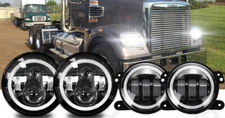7 INCH LED Headlamp Headlights & 4'' Fog Lights for Freightliner 122SD 2013-2016