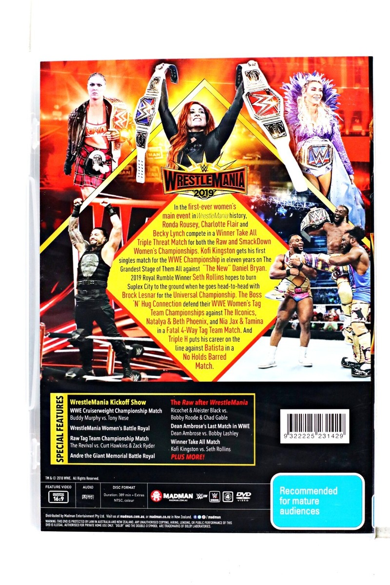 WWE Wrestle Mania 2016/2017/2019 and 21 (12 Disc Set) Region 4 DVD