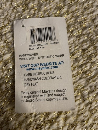 Handwoven WOOL MAYATEX GOLD METALIC WESTERN SADDLE BLANKET 33'' X 34'' - Picture 3 of 4