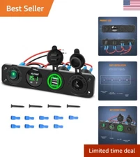 Multifunctional Toggle Switch Panel - Dual USB Socket + Voltmeter + Outlet