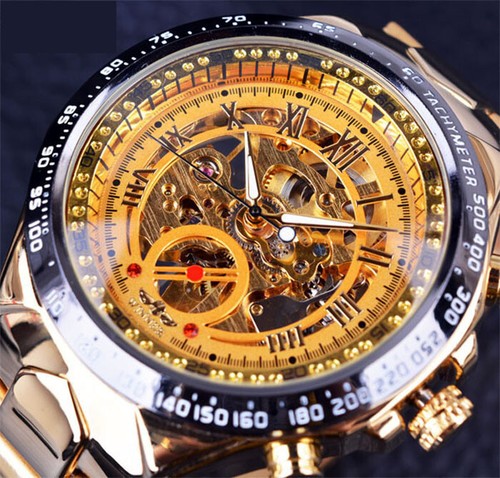 Men's Watch Luxury Automatic Mechanical Stainless Steel Watches Skeleton Gifts - Picture 36 of 36