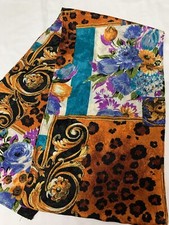 ANIMAL PRINT VINTAGE SCARF FLORAL ORANGE TEAL PURPLE 7" X 58" CAREER CLASSY
