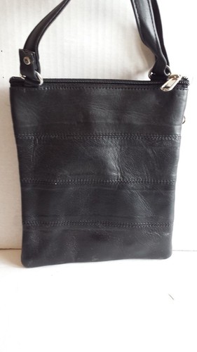 BOLSO BANDOLERA DELGADO PIEL DE OVEJA BRONCEADA CON 2 CREMALLERAS DELANTERAS #NEGRO #2-460-1F #m9 - Imagen 2 de 3