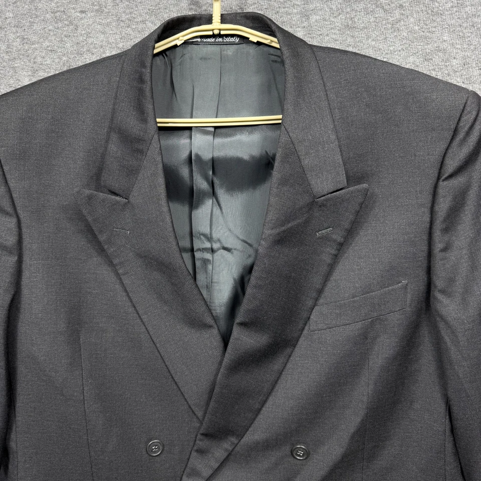 Blazer Ungaro Loro Piana Para Hombres 58L Gris Lana Tasmania 120s Doble Pecho Abrigo Foto 2 de 4
