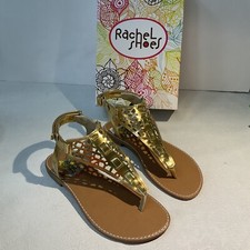 Rachel Shoes Youth Girls Size 3 M Goldtone Sandals Synthetic NEW